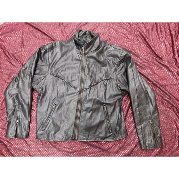 MOB Classic X4 Colection Womens Leather Lace Up Biker Jacket  Removable Liner XL - Picture 1 of 16